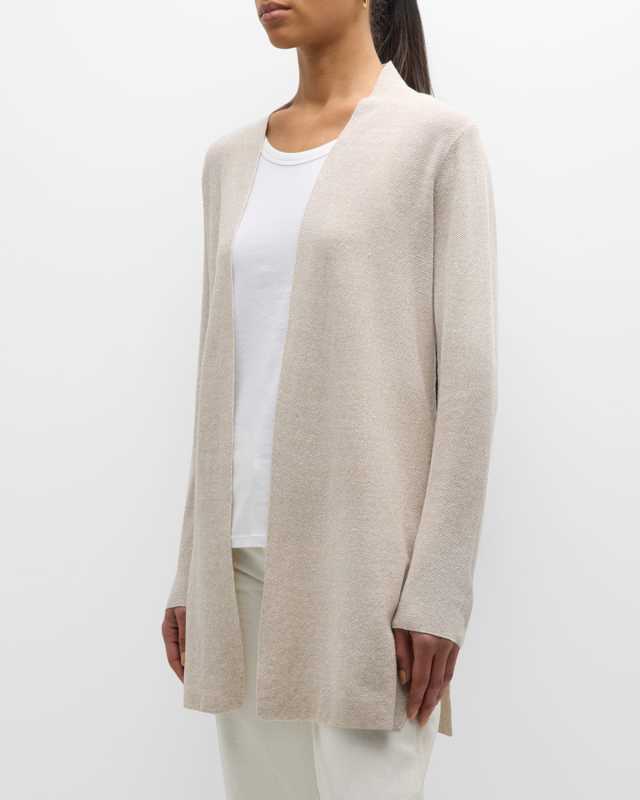 Open-Front Organic Linen-Cotton Cardigan
